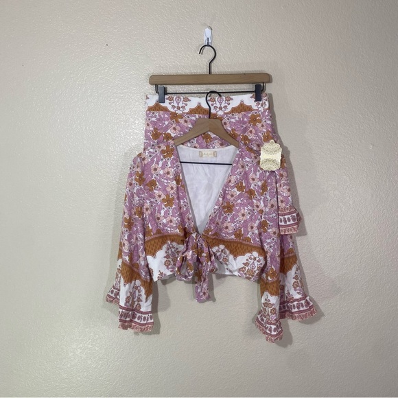 Altar'd State Tops - Altar'd State Women's Retro Floral Cropped Kimono Top Tie Skirt Matching Set S/M